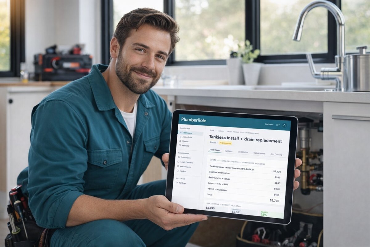 PlumberRole — a real pro using the app on the job.